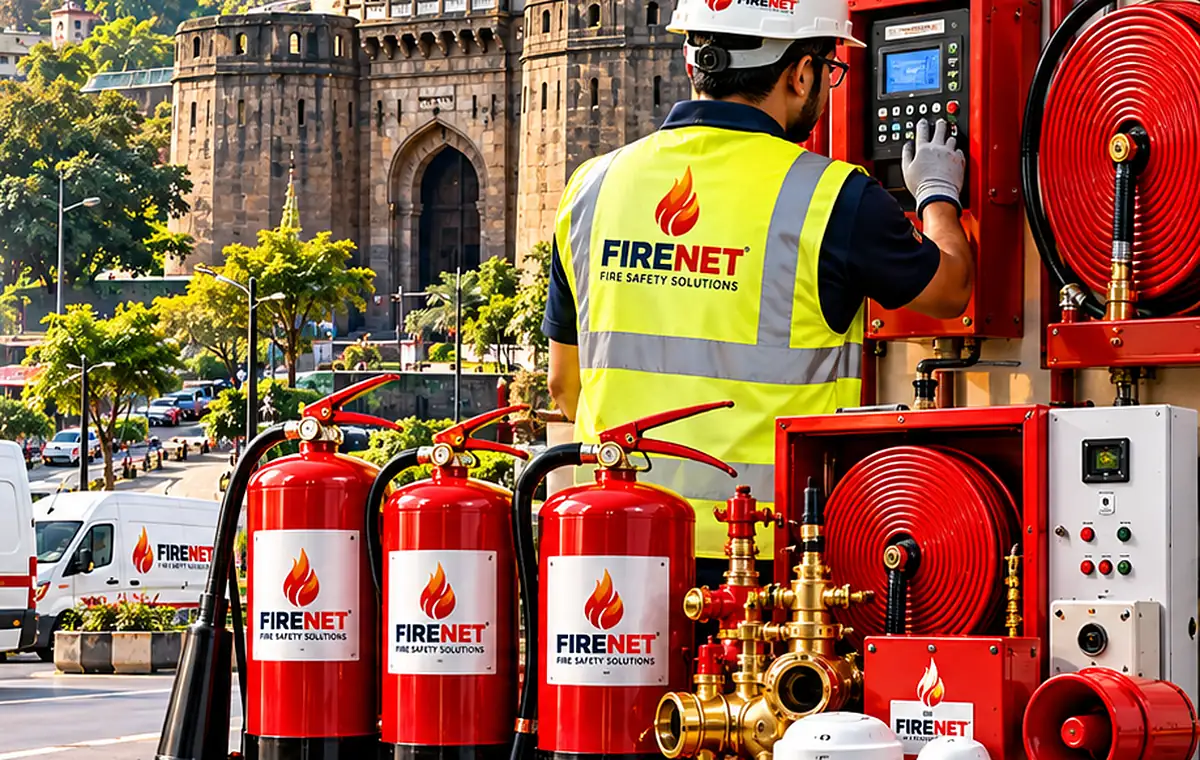 FIRENET team and service van at the Pune head office