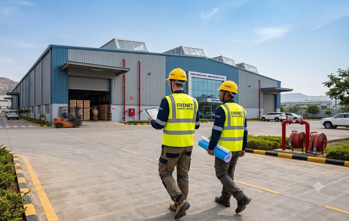 FIRENET engineers walking an industrial site for a fire audit